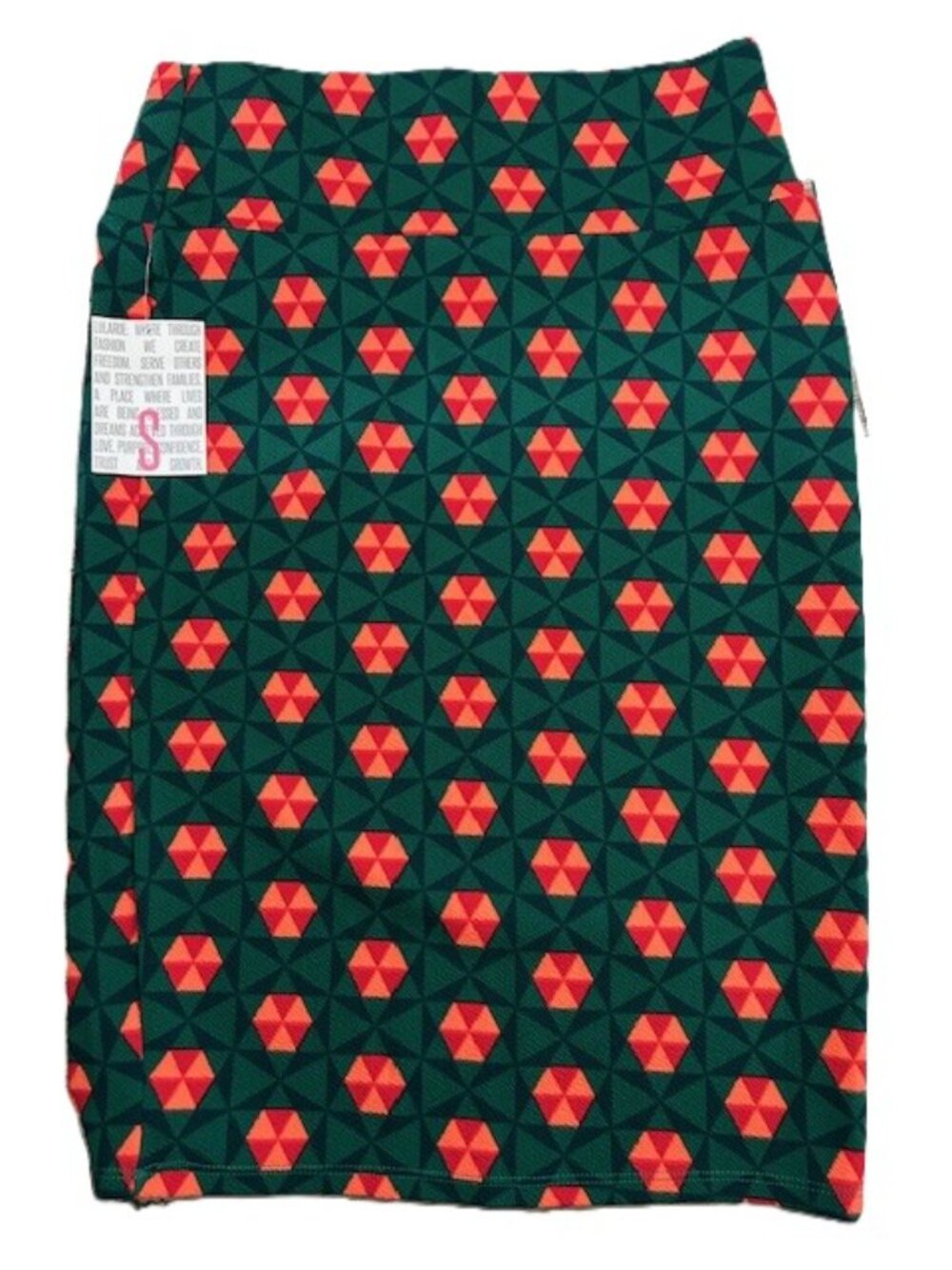 LuLaRoe Cassie Pencil Skirt Size Small Geometric Pinwheel Triangles Bodycon